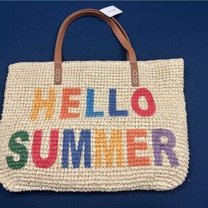 Hello Summer Woven Tote Bag-so fun& cute! Fully lined with inside pockets!☀️🏝️⛱️